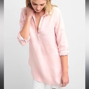 GAP Light Pink Tunic Top 100% Linen Size XSmall